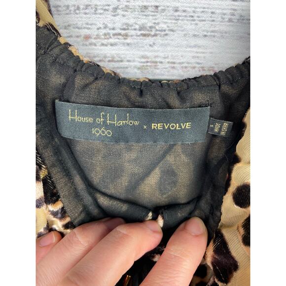 House of Harlow 1960 x Revolve Velvet Leopard Long Sleeve Off Shoulder Bodysuit - Picture 5 of 15